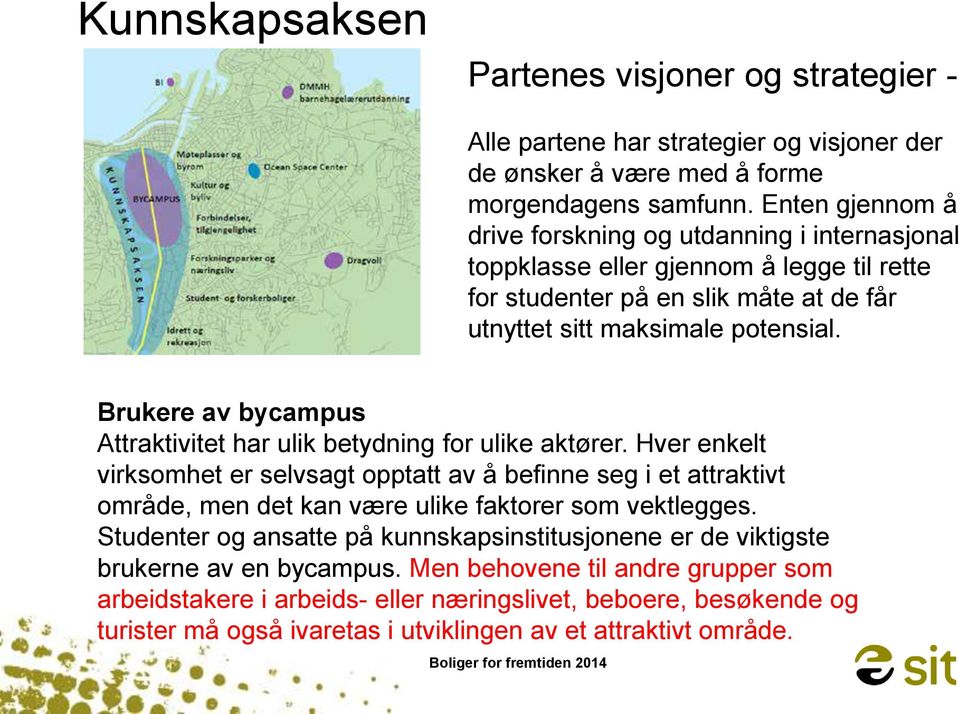 Brukere av bycampus Attraktivitet har ulik betydning for ulike aktører.