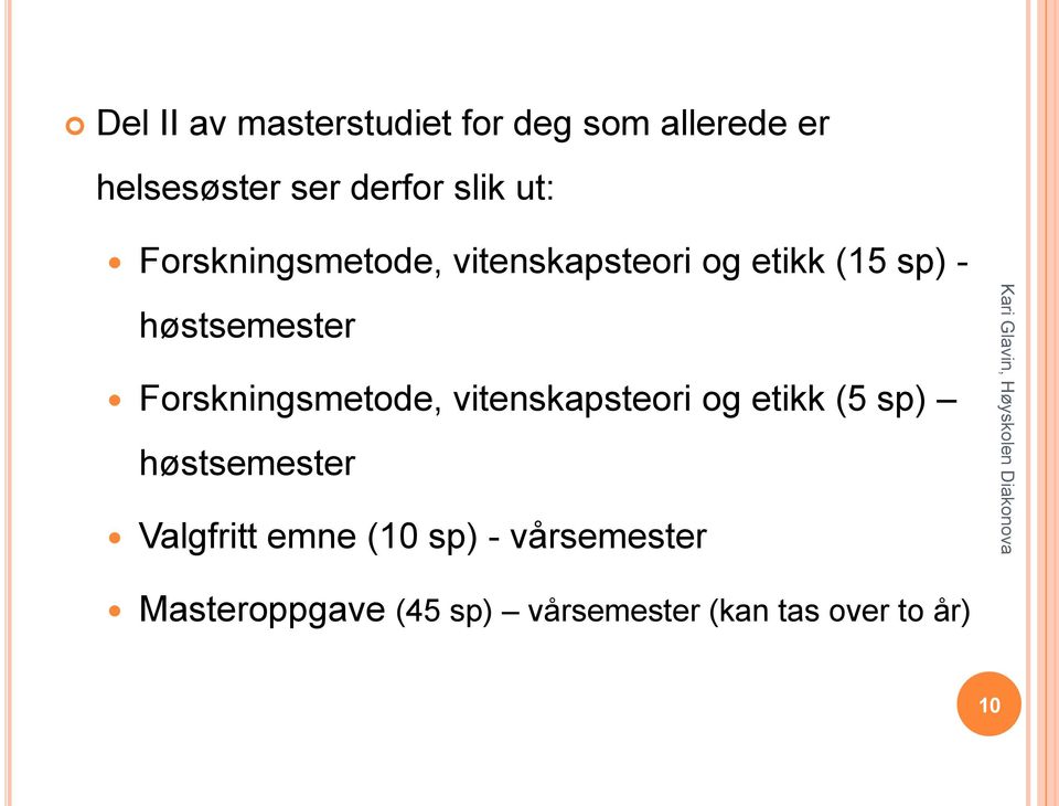 Forskningsmetode, vitenskapsteori og etikk (5 sp) høstsemester Valgfritt