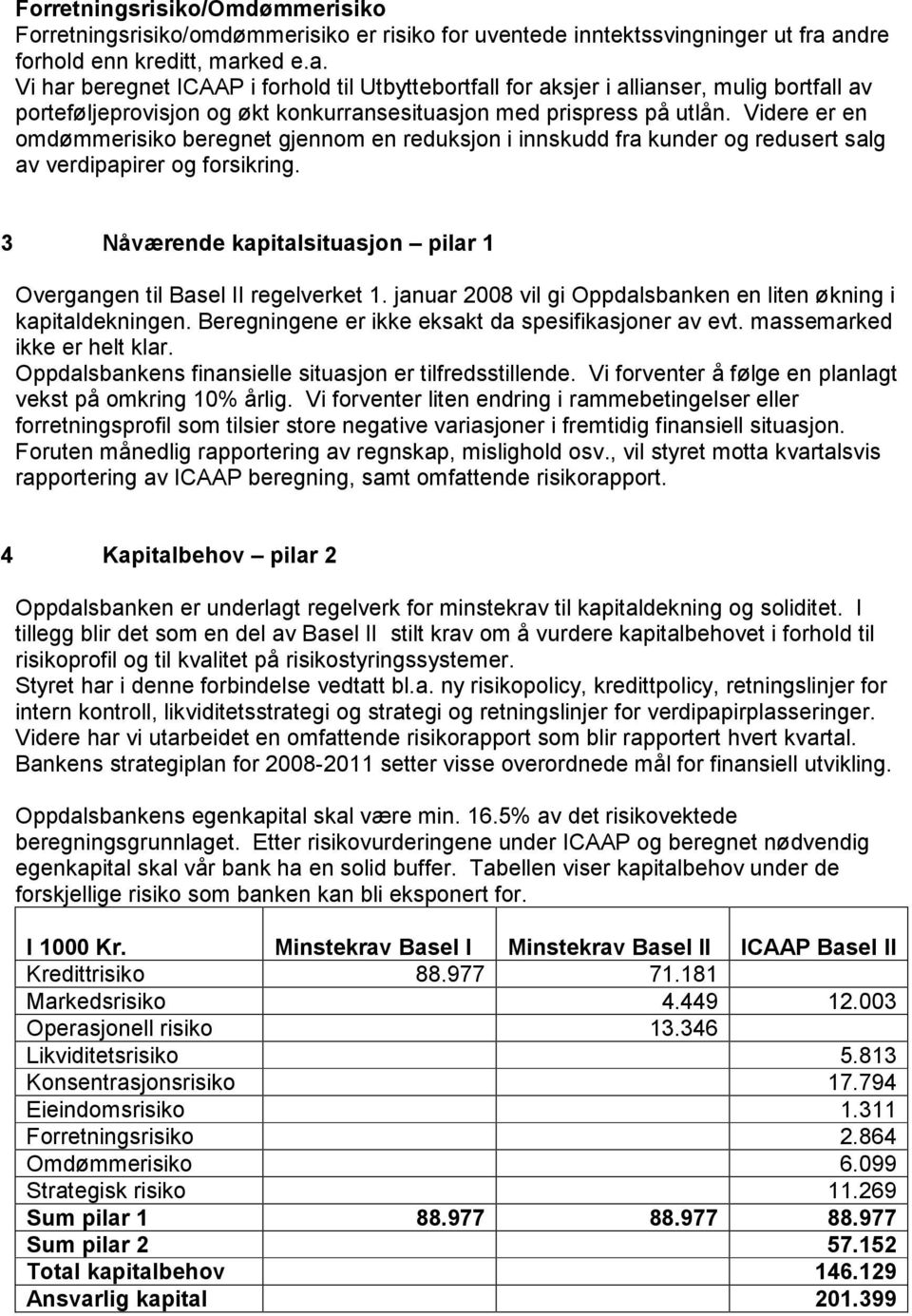 Videre er en omdømmerisiko beregnet gjennom en reduksjon i innskudd fra kunder og redusert salg av verdipapirer og forsikring.