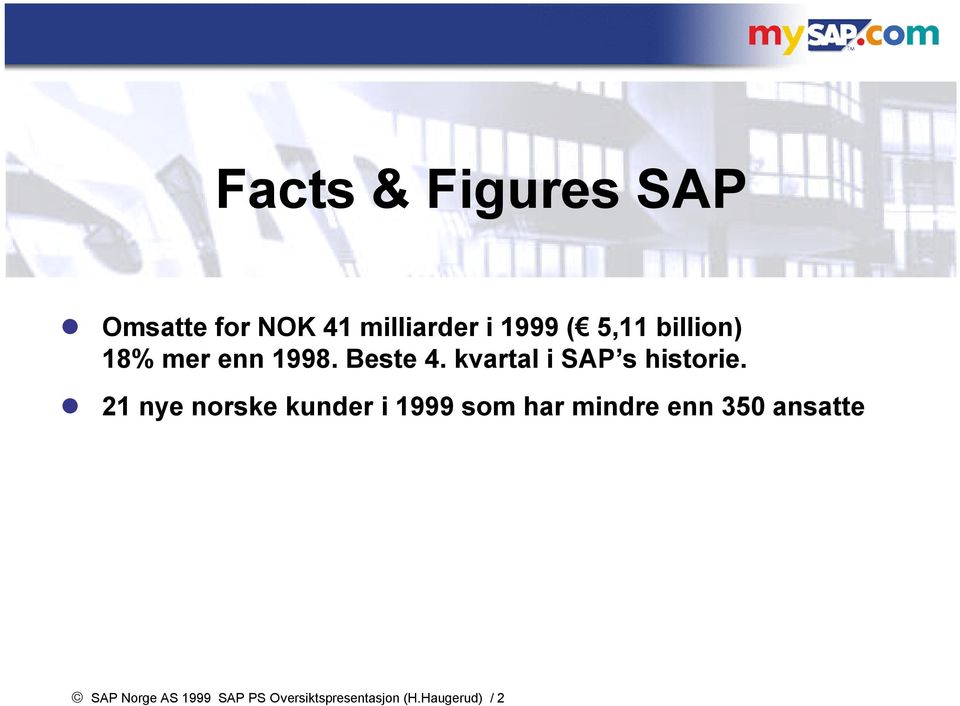 kvartal i SAP s historie.