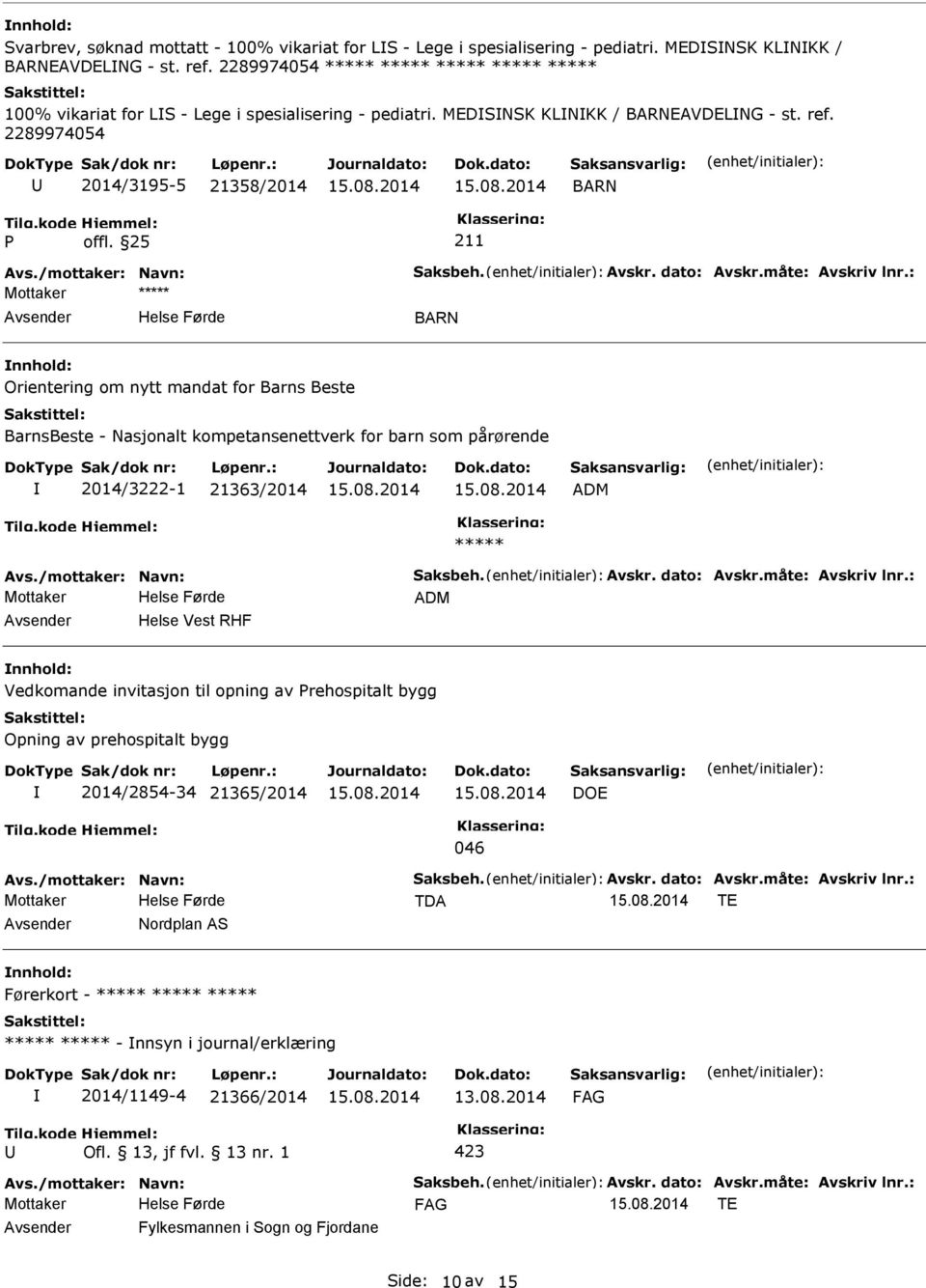 Avskr. dato: Avskr.måte: Avskriv lnr.: Orientering om nytt mandat for Barns Beste BarnsBeste - Nasjonalt kompetansenettverk for barn som pårørende 2014/3222-1 21363/2014 ADM ***** Avs.