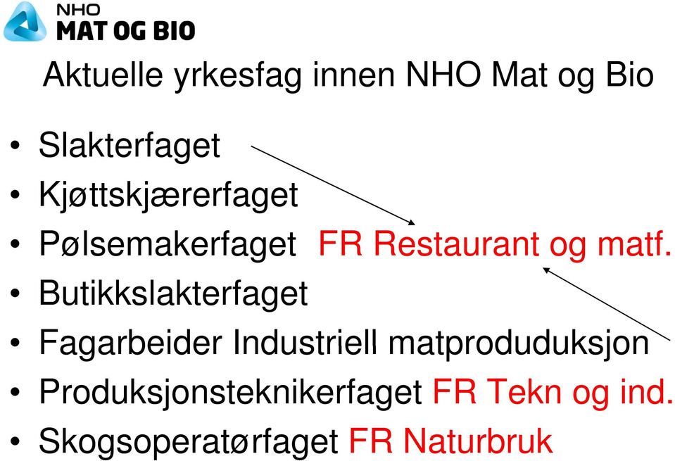 Butikkslakterfaget Fagarbeider Industriell matproduduksjon