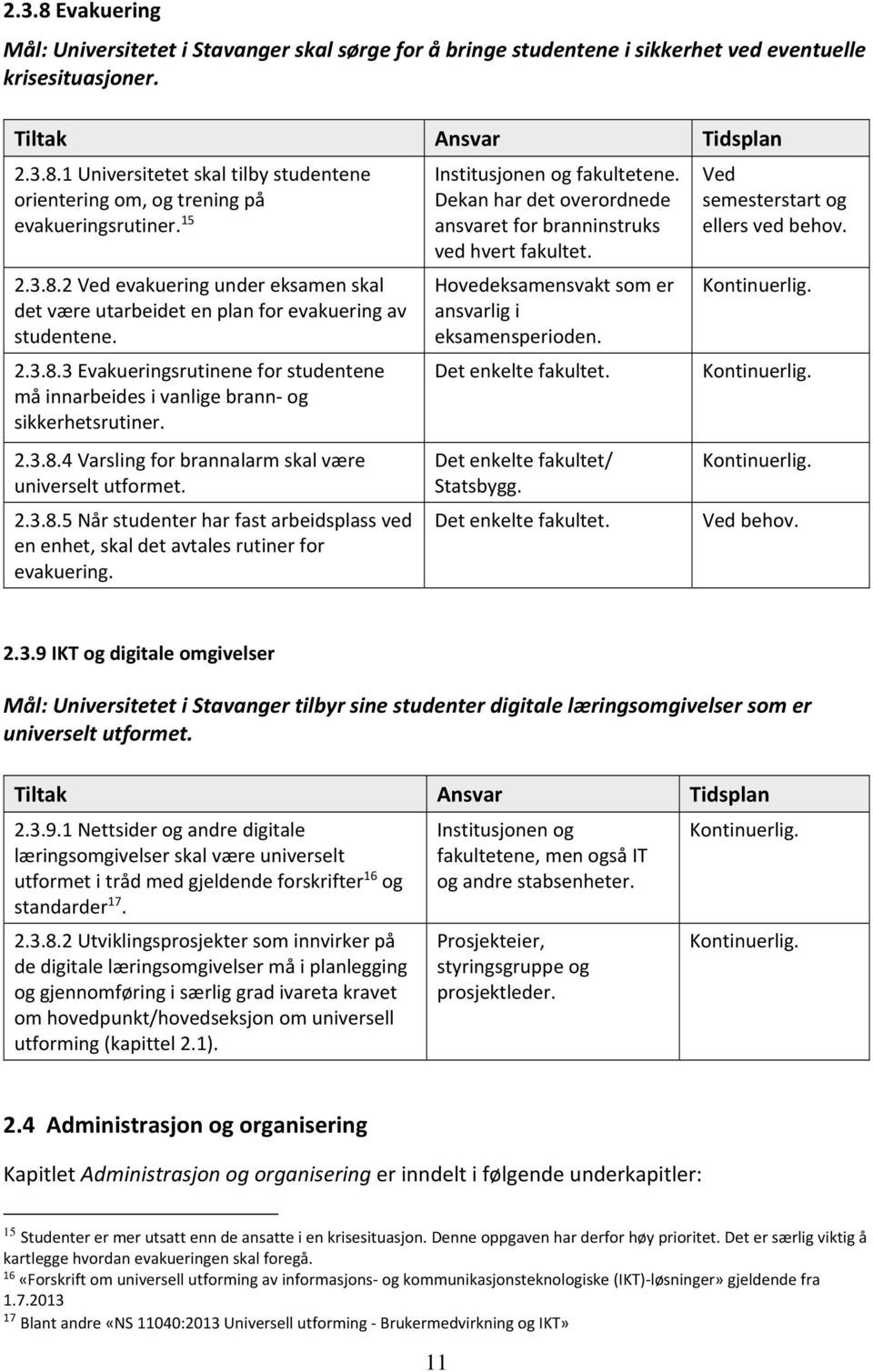 2.3.8.4 Varsling for brannalarm skal være universelt utformet. 2.3.8.5 Når studenter har fast arbeidsplass ved en enhet, skal det avtales rutiner for evakuering. Institusjonen og fakultetene.