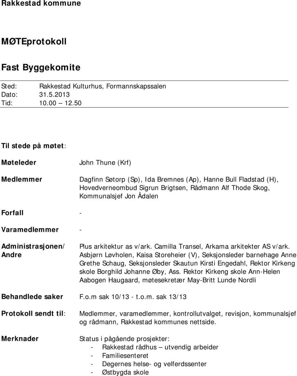 Ådalen Forfall - Varamedlemmer - Administrasjonen/ Andre Plus arkitektur as v/ark. Camilla Transel, Arkama arkitekter AS v/ark.