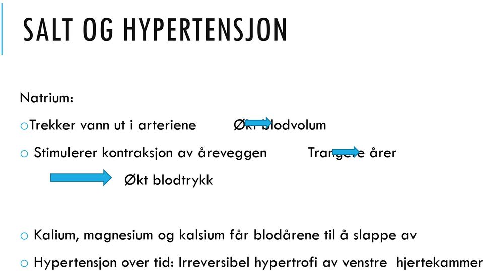 blodtrykk o Kalium, magnesium og kalsium får blodårene til å slappe