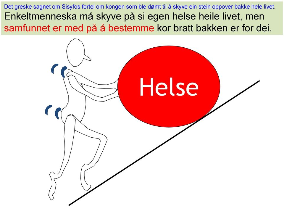 Enkeltmenneska må skyve på si egen helse heile livet, men