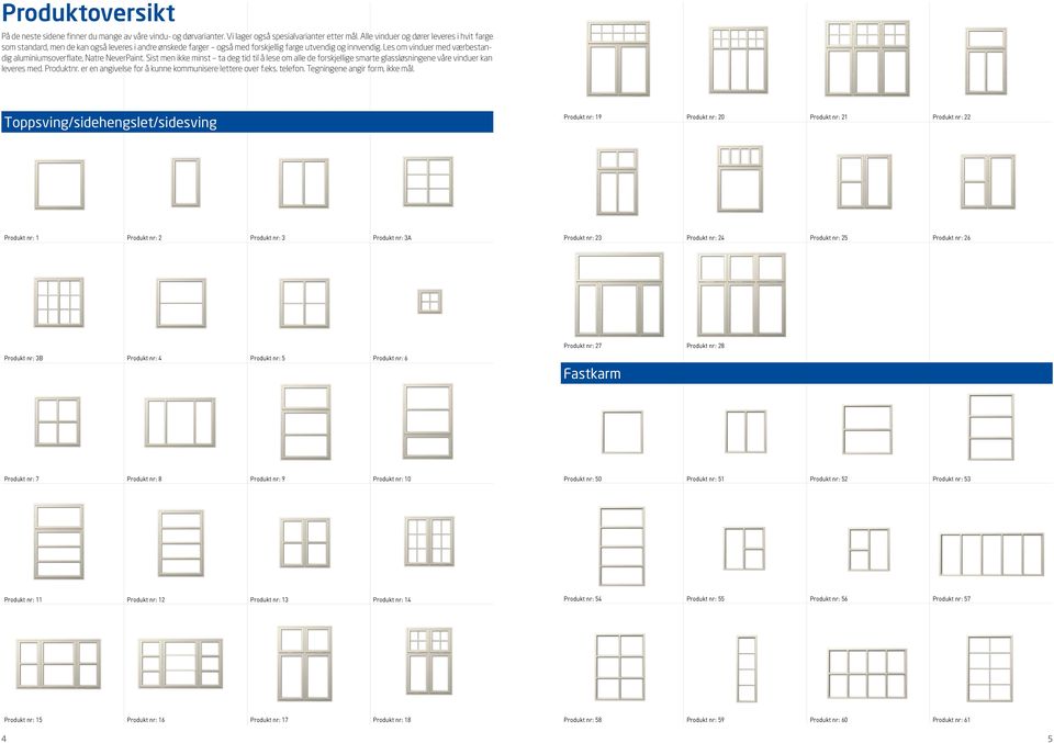 Les om vinduer med værbestandig aluminiumsoverflate, Natre NeverPaint. Sist men ikke minst ta deg tid til å lese om alle de forskjellige smarte løsningene våre vinduer kan leveres med. Produktnr.