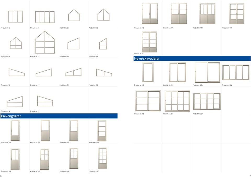 nr: 7 Produkt nr: 00 Produkt nr: Produkt nr: 0 Produkt nr: 04 Produkt nr: 74 Balkongdører Produkt nr: 75 Produkt nr: 05 Produkt