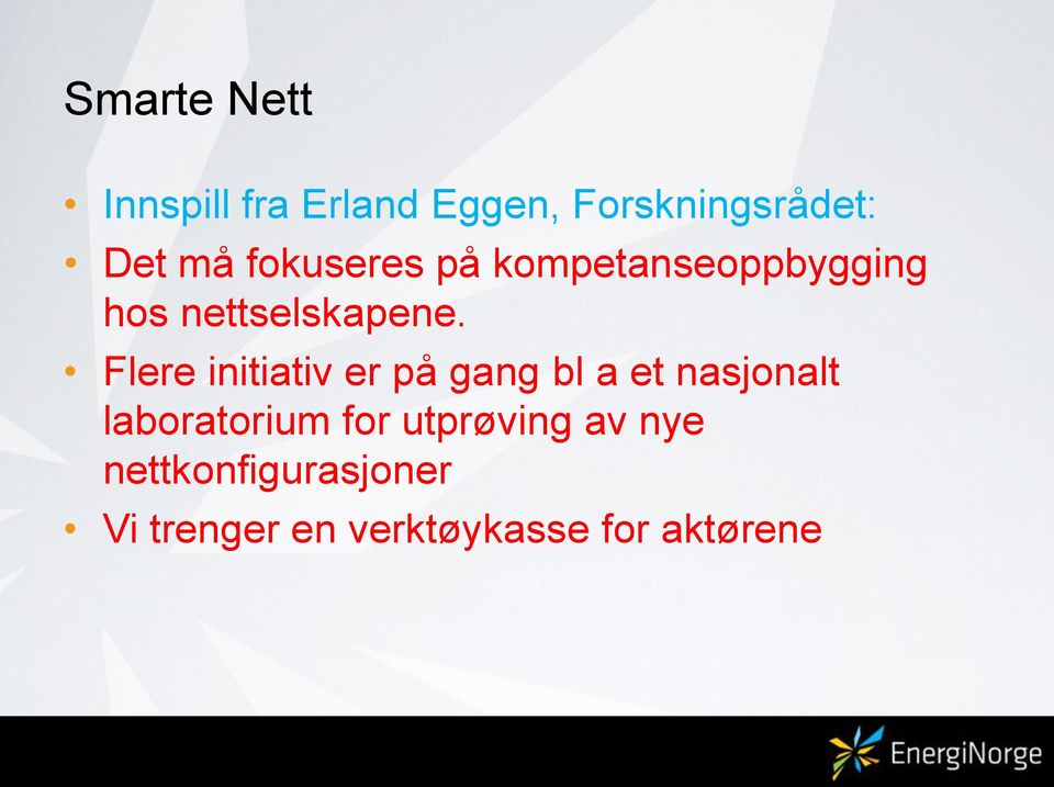 Flere initiativ er på gang bl a et nasjonalt laboratorium for