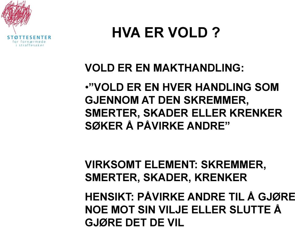 SKREMMER, SMERTER, SKADER ELLER KRENKER SØKER Å PÅVIRKE ANDRE VIRKSOMT