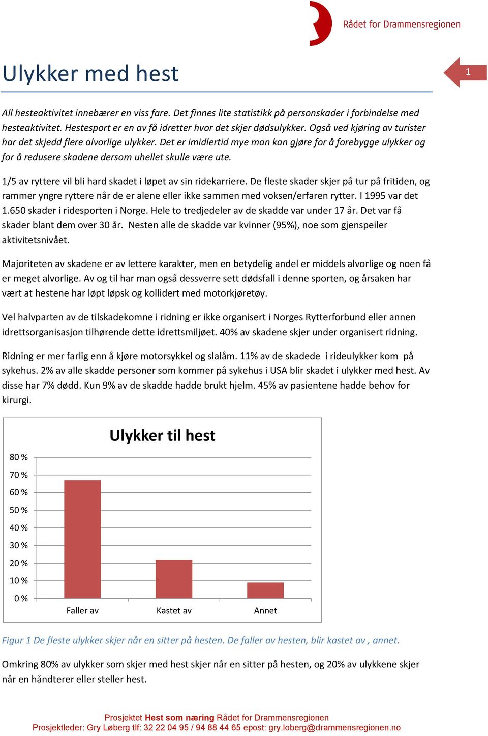 1/5 av ryttere vil bli hard skadet i løpet av sin ridekarriere. De fleste skader skjer på tur på fritiden, og rammer yngre ryttere når de er alene eller ikke sammen med voksen/erfaren rytter.