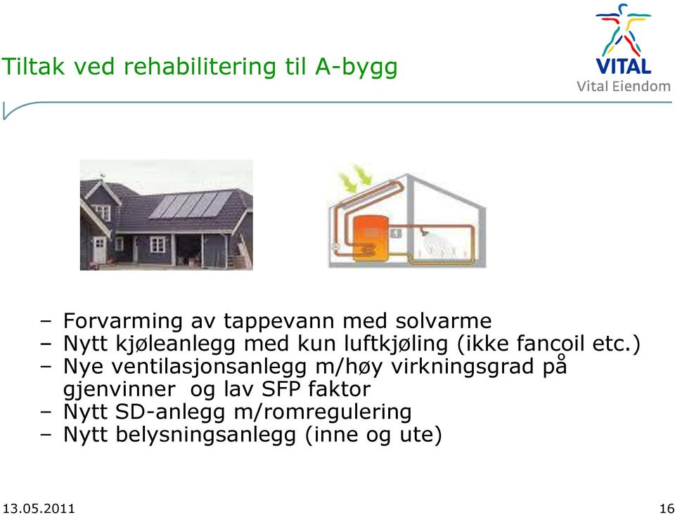 ) Nye ventilasjonsanlegg m/høy virkningsgrad på gjenvinner og lav SFP