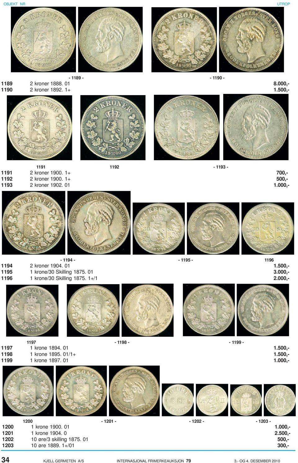 1+/1 2.000,- 1197-1198 - - 1199-1197 1 krone 1894. 01 1.500,- 1198 1 krone 1895. 01/1+ 1.500,- 1199 1 krone 1897. 01 1.000,- 1200-1201 - - 1202 - - 1203-1200 1 krone 1900.