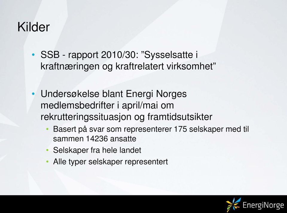 rekrutteringssituasjon og framtidsutsikter Basert på svar som representerer 175