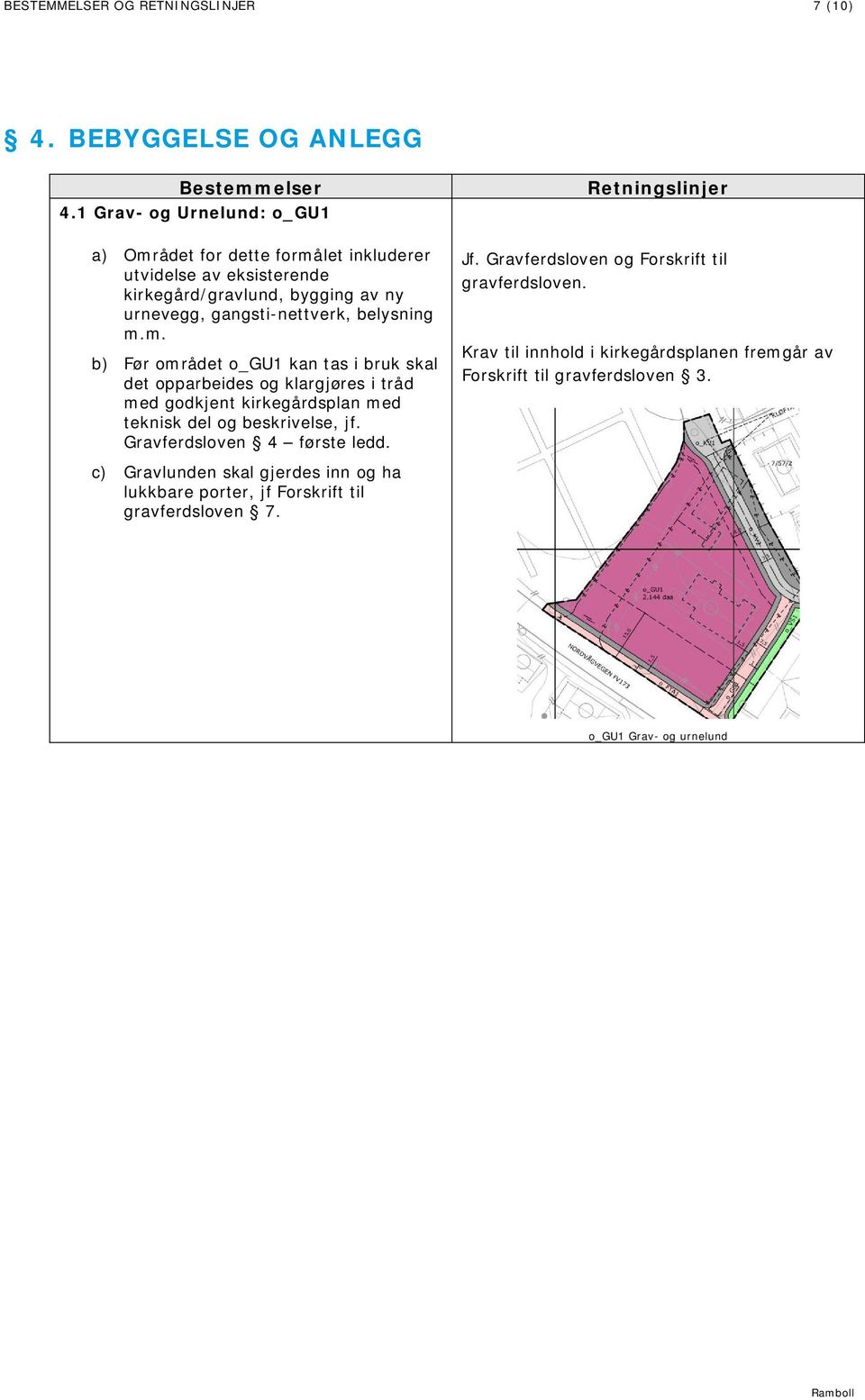 belysning m.m. b) Før området o_gu1 kan tas i bruk skal det opparbeides og klargjøres i tråd med godkjent kirkegårdsplan med teknisk del og beskrivelse, jf.