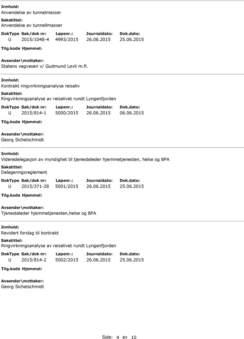 06.2015 Georg Sichelschmidt Videredelegasjon av myndighet til tjenesteleder hjemmetjenesten, helse og BPA Delegeringsreglement 2015/371-28