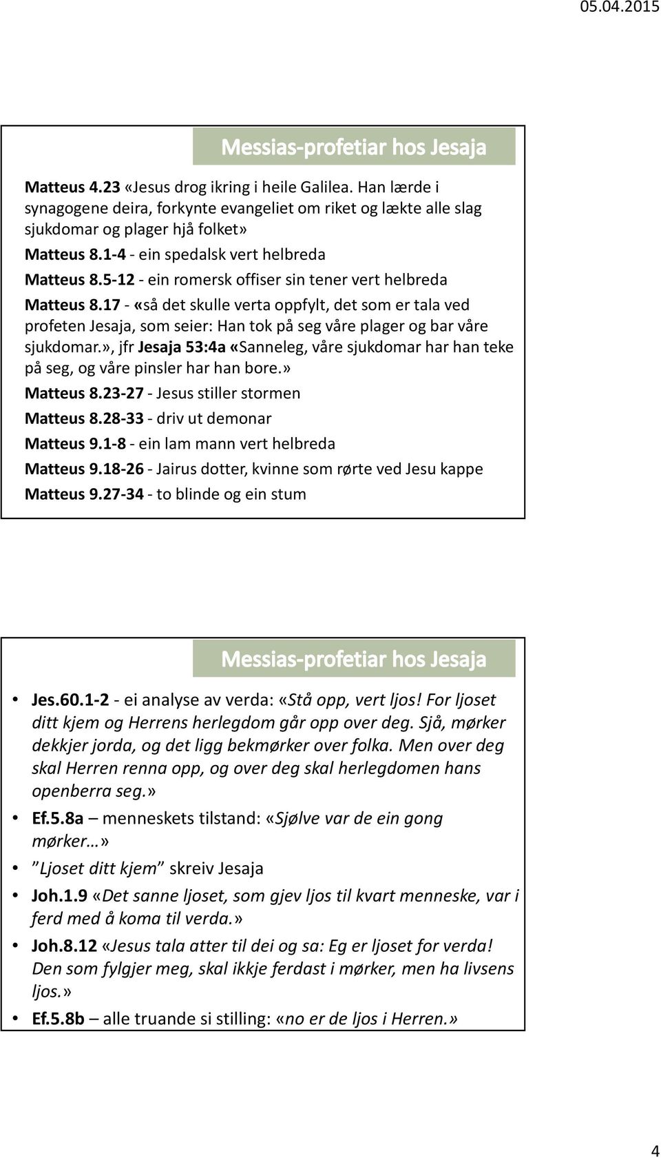 17-«så det skulle vertaoppfylt, det som er talaved profeten Jesaja, som seier: Han tok på seg våre plager og bar våre sjukdomar.