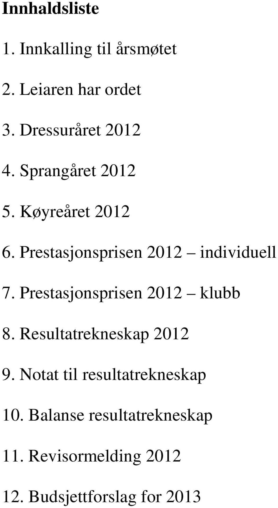 Prestasjonsprisen 2012 individuell 7. Prestasjonsprisen 2012 klubb 8.