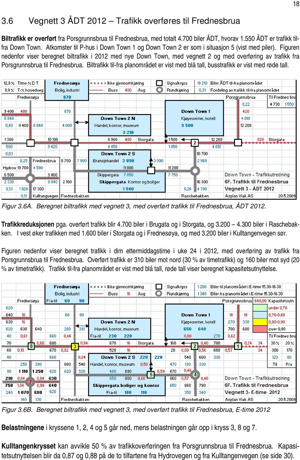 Figuren nedenfor viser beregnet biltrafikk i 2012 med nye Down Town, med vegnett 2 og med overføring av trafikk fra Porsgrunnsbrua til Frednesbrua.