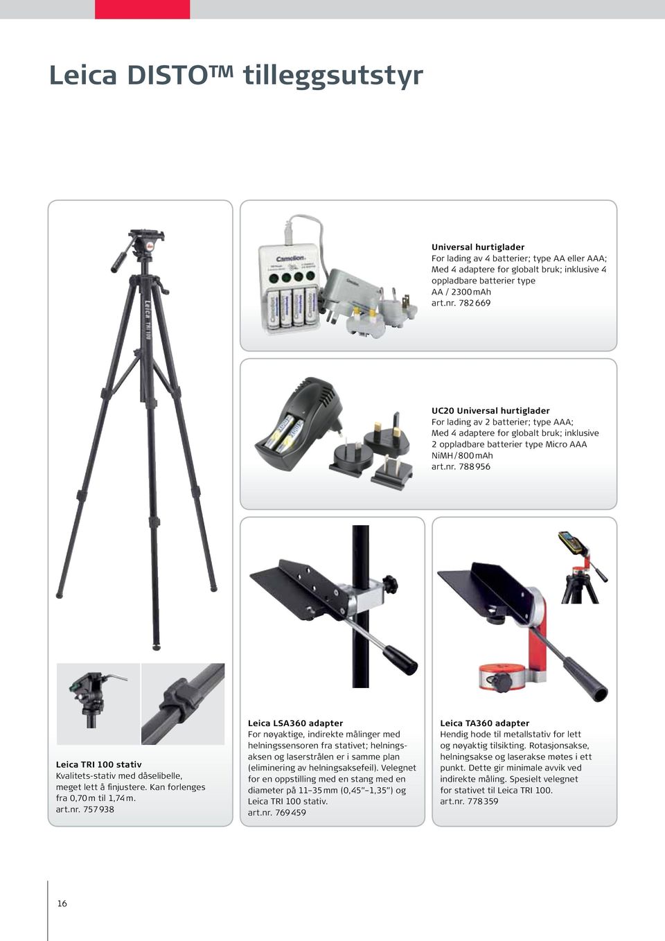 788 956 Leica TRI 100 stativ Kvalitets-stativ med dåselibelle, meget lett å finjustere. Kan forlenges fra 0,70 m til 1,74 m. art.nr.