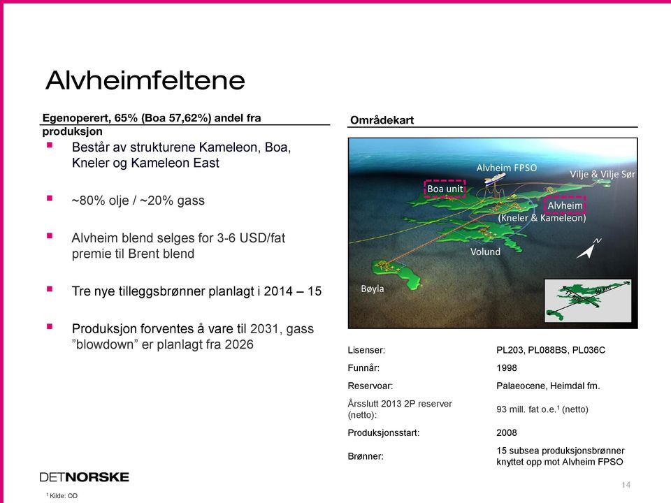 planlagt fra 2026 Lisenser: Funnår: 1998 Reservoar: Årsslutt 2013 2P reserver (netto): Produksjonsstart: 2008 Brønner: PL203,