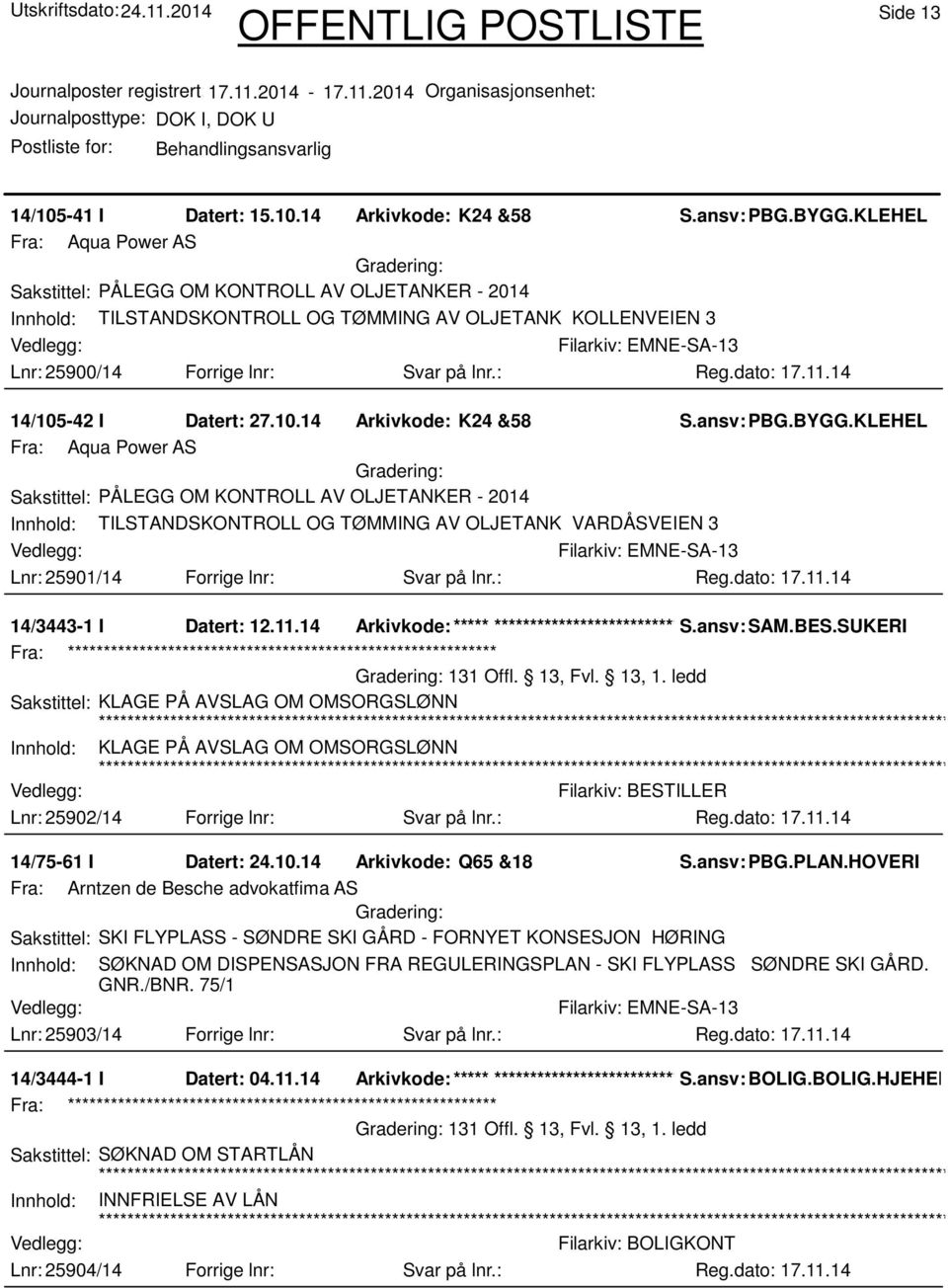 : 14/105-42 I Datert: 27.10.14 Arkivkode: K24 &58 S.ansv: PBG.BYGG.