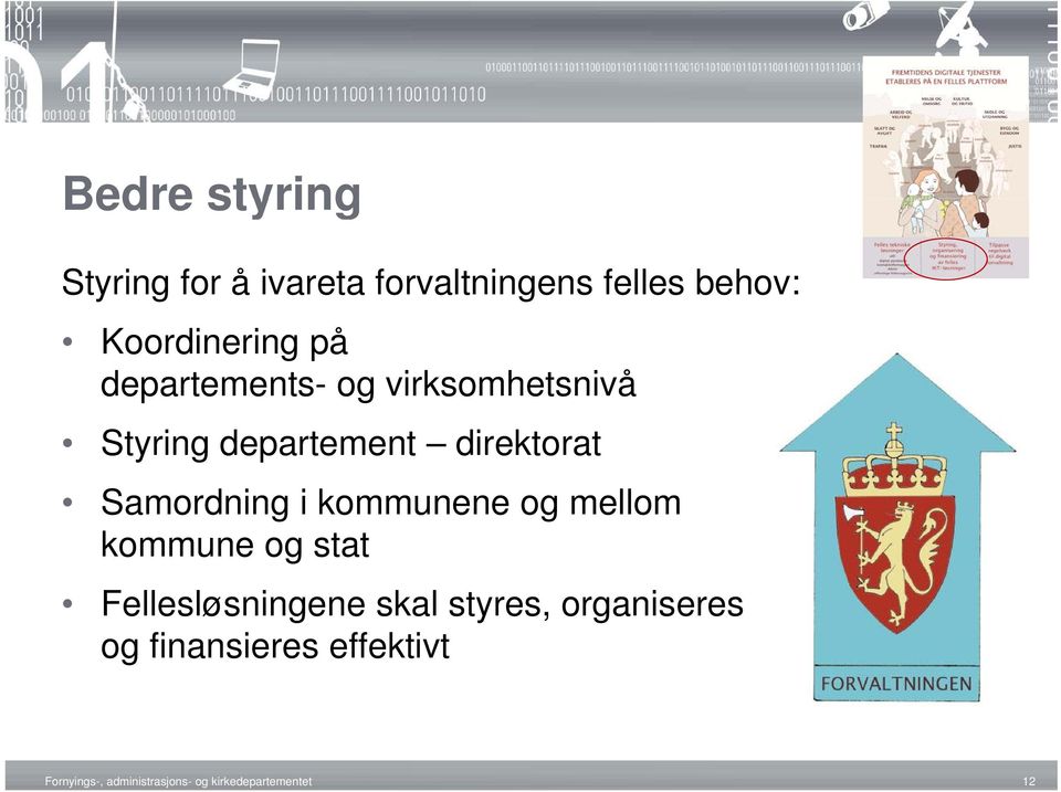 i kommunene og mellom kommune og stat Fellesløsningene l skal styres,