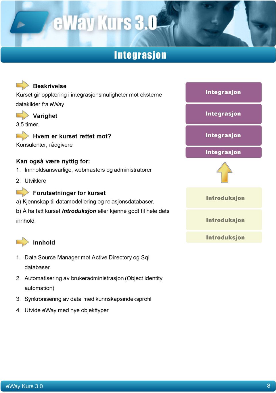 Utviklere a) Kjennskap til datamodellering og relasjonsdatabaser. b) Å ha tatt kurset eller kjenne godt til hele dets innhold. 1.