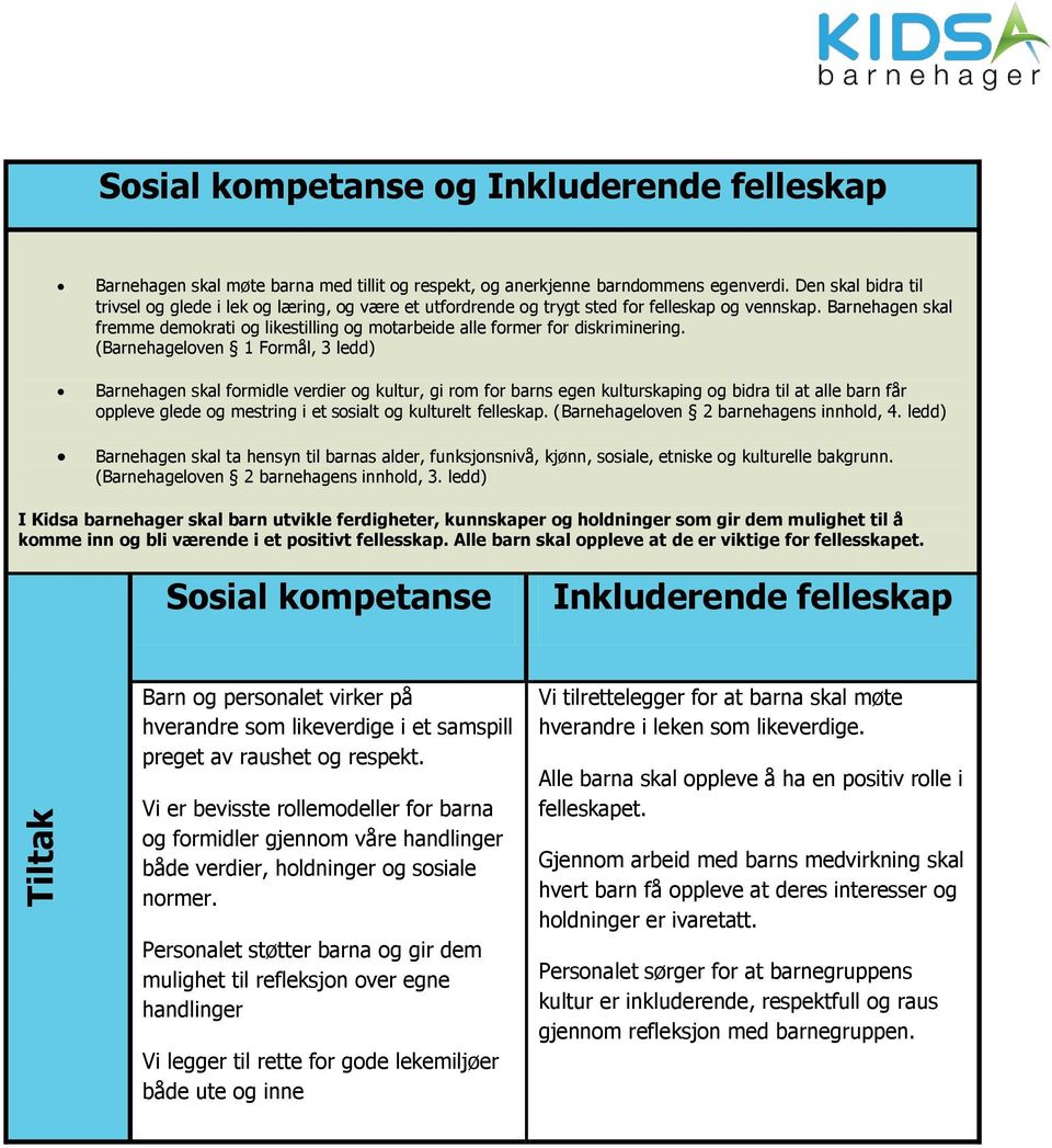 Barnehagen skal fremme demokrati og likestilling og motarbeide alle former for diskriminering.