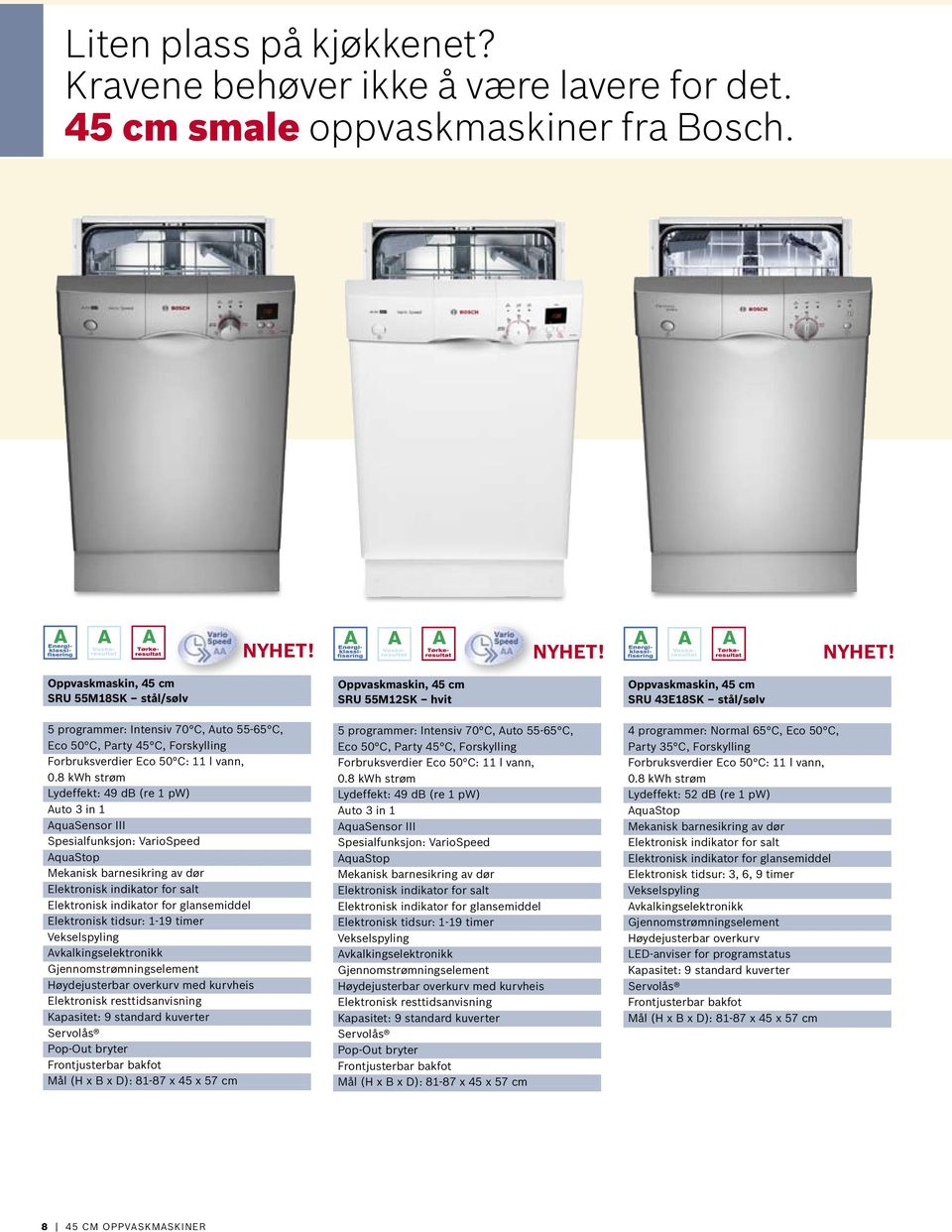 En helt ny generasjon 45 cm smale oppvaskmaskiner. - PDF Free Download