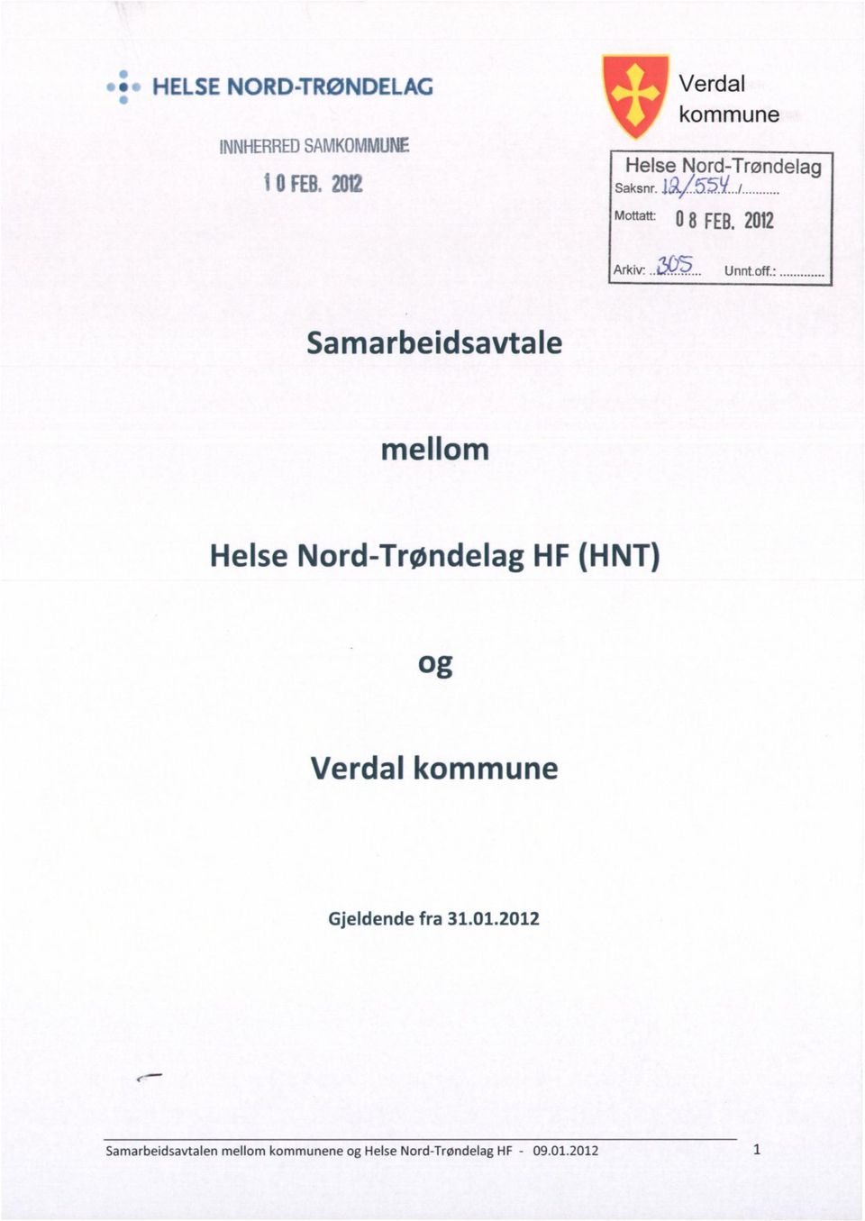 off Samarbeidsavtale mellom Helse Nord-Trøndelag HF (HNT) og