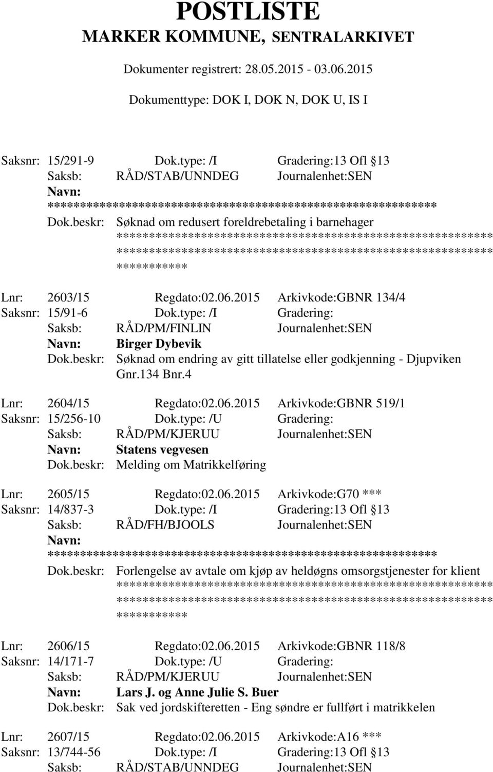 beskr: Søknad om endring av gitt tillatelse eller godkjenning - Djupviken Gnr.134 Bnr.4 Lnr: 2604/15 Regdato:02.06.2015 Arkivkode:GBNR 519/1 Saksnr: 15/256-10 Dok.