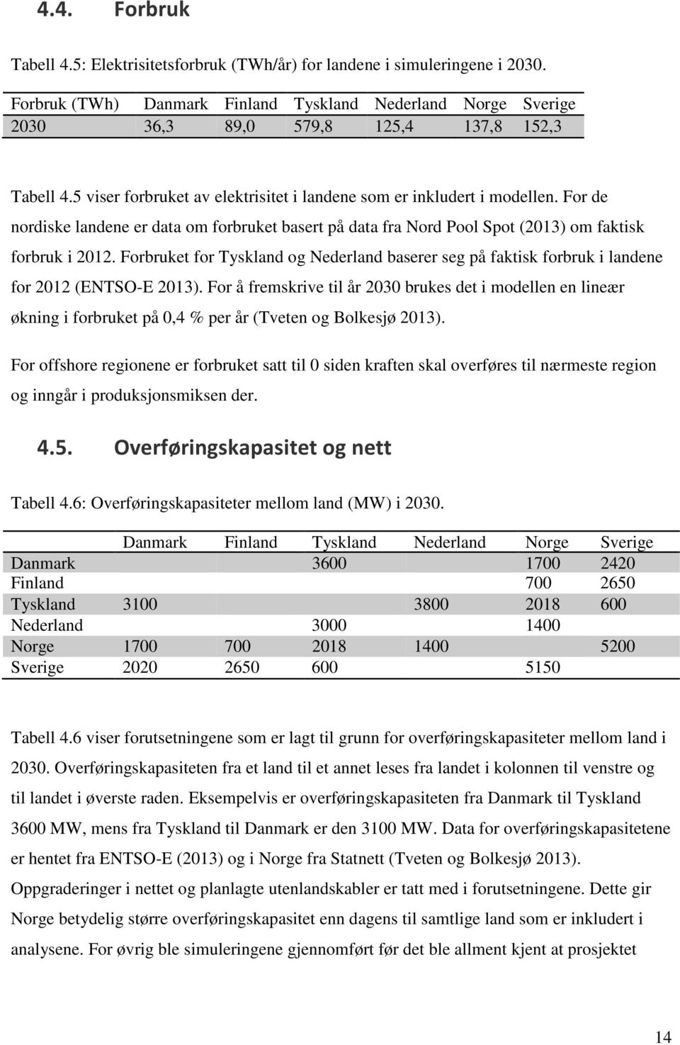 For de nordiske landene er data om forbruket basert på data fra Nord Pool Spot (2013) om faktisk forbruk i 2012.