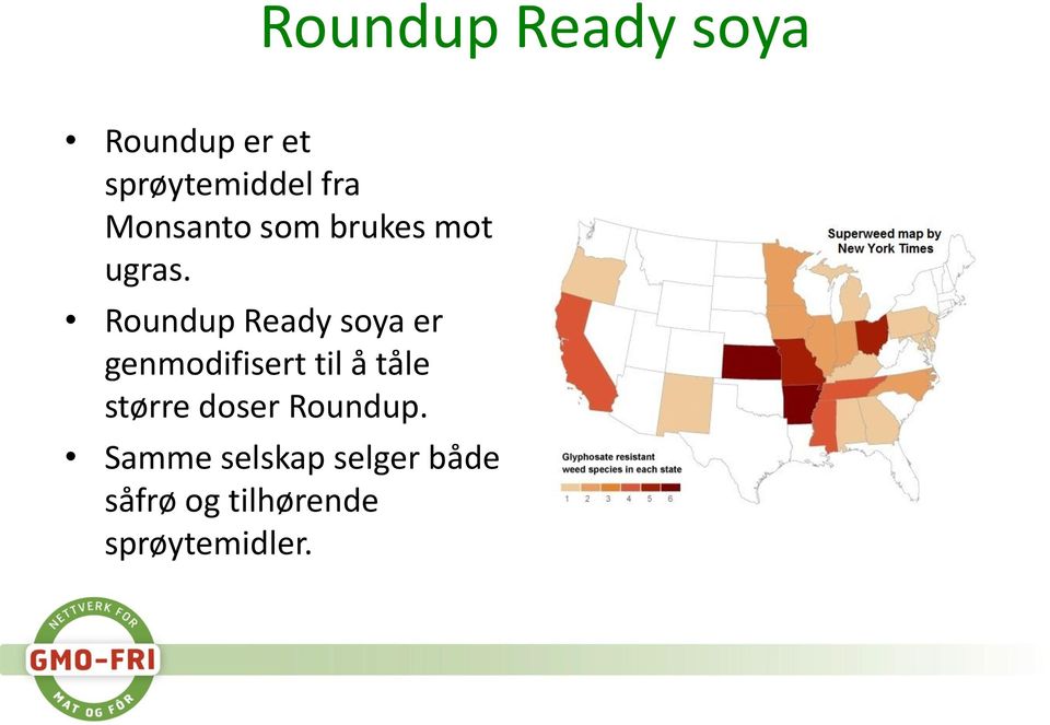 Roundup Ready soya er genmodifisert til å tåle