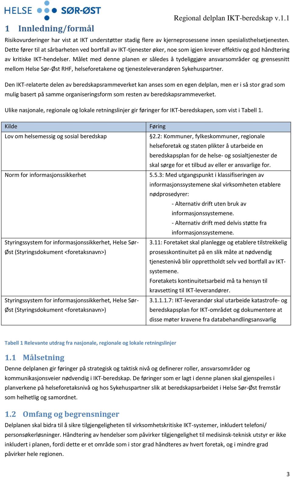 Målet med denne planen er således å tydeliggjøre ansvarsområder og grensesnitt mellom Helse Sør-Øst RHF, helseforetakene og tjenesteleverandøren Sykehuspartner.