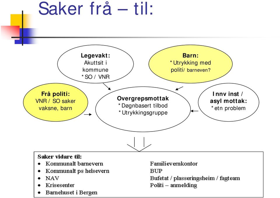 Frå politi: VNR / SO saker vaksne, barn Overgrepsmottak