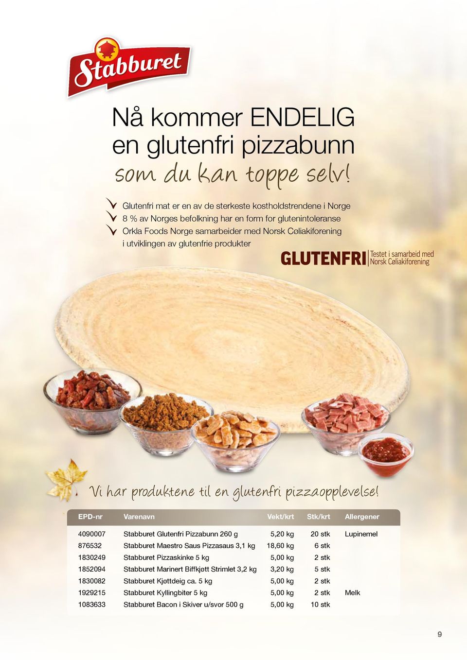 glutenfrie produkter Vi har produktene til en glutenfri pizzaopplevelse!