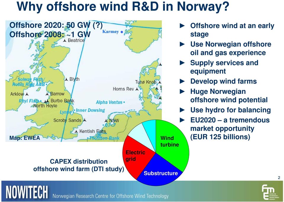 turbine Substructure Offshore wind at an early stage Use Norwegian offshore oil and gas experience Supply