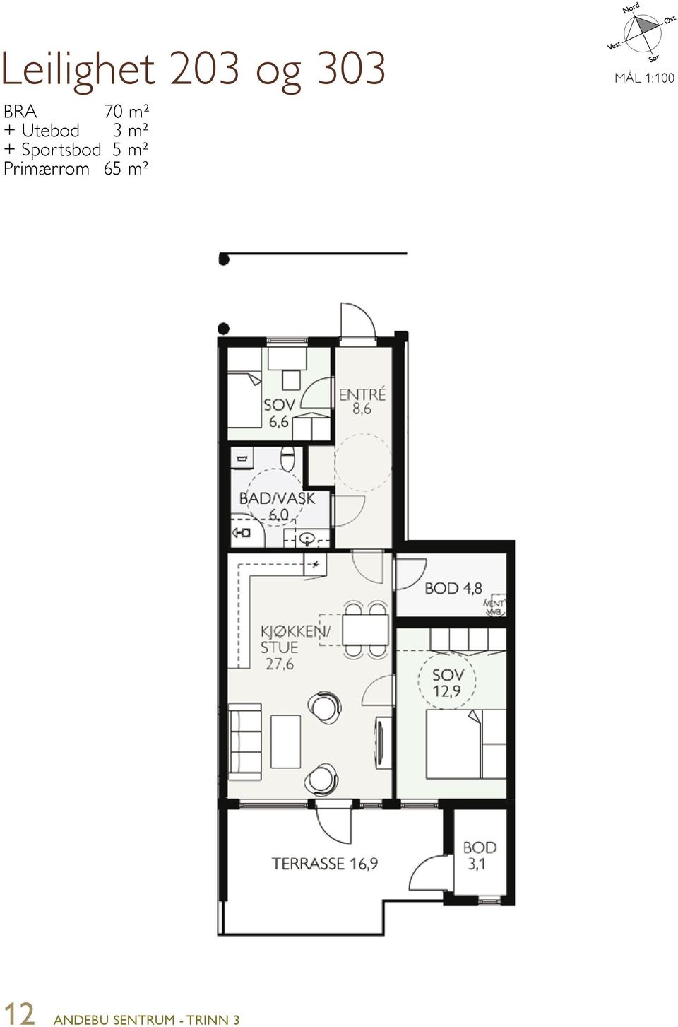 5 m² Primærrom 65 m² MÅL