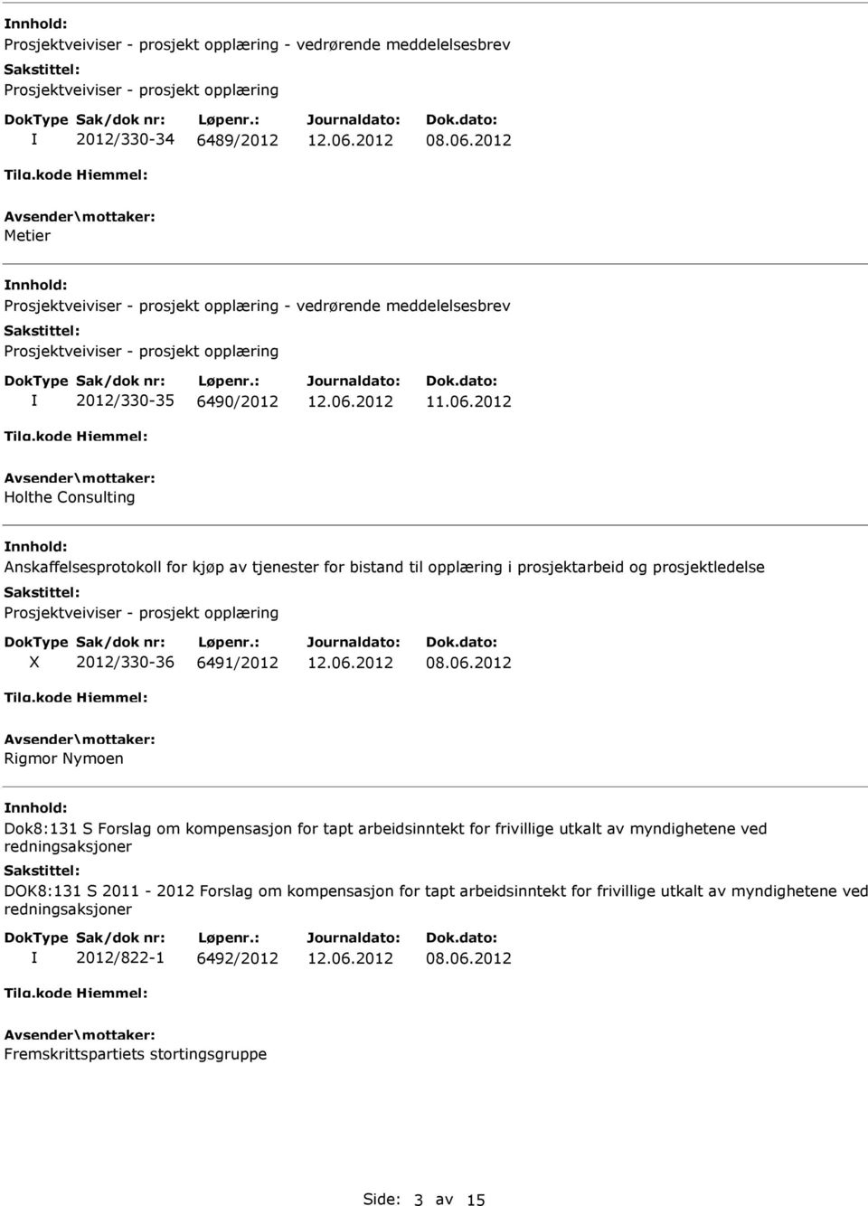 tjenester for bistand til opplæring i prosjektarbeid og prosjektledelse Prosjektveiviser - prosjekt opplæring 2012/330-36 6491/2012 08.06.