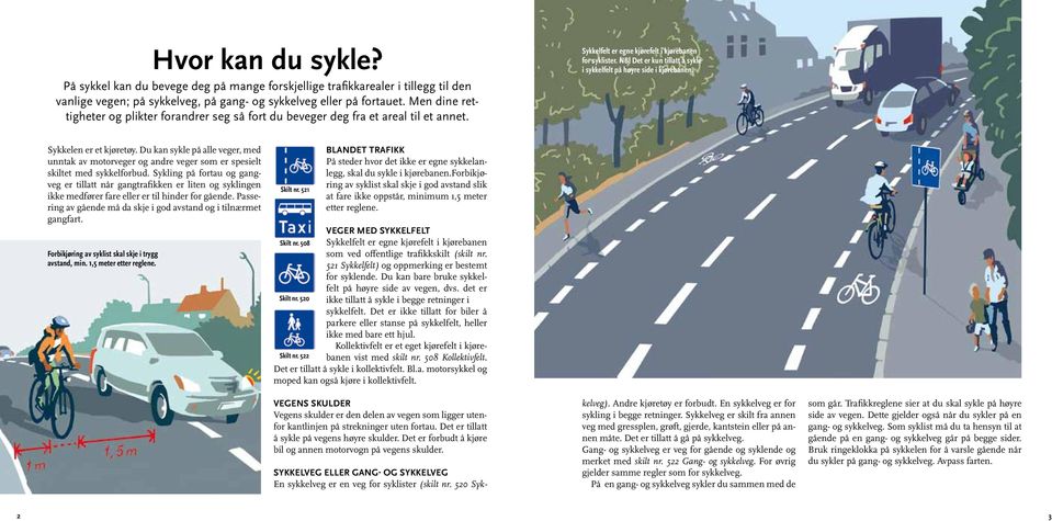 Det er kun tillatt å sykle i sykkelfelt på høyre side i kjørebanen. Sykkelen er et kjøretøy.