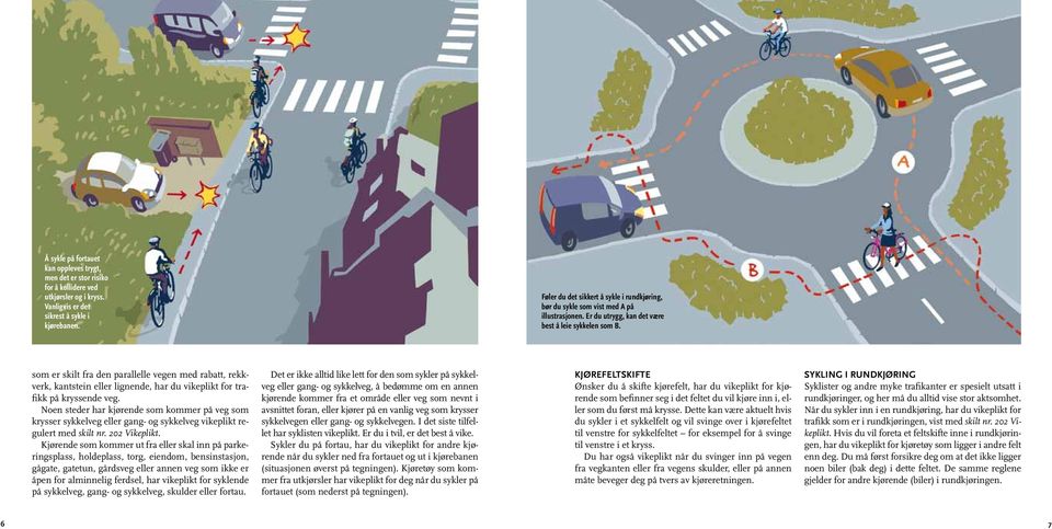 som er skilt fra den parallelle vegen med rabatt, rekkverk, kantstein eller lignende, har du vikeplikt for trafikk på kryssende veg.