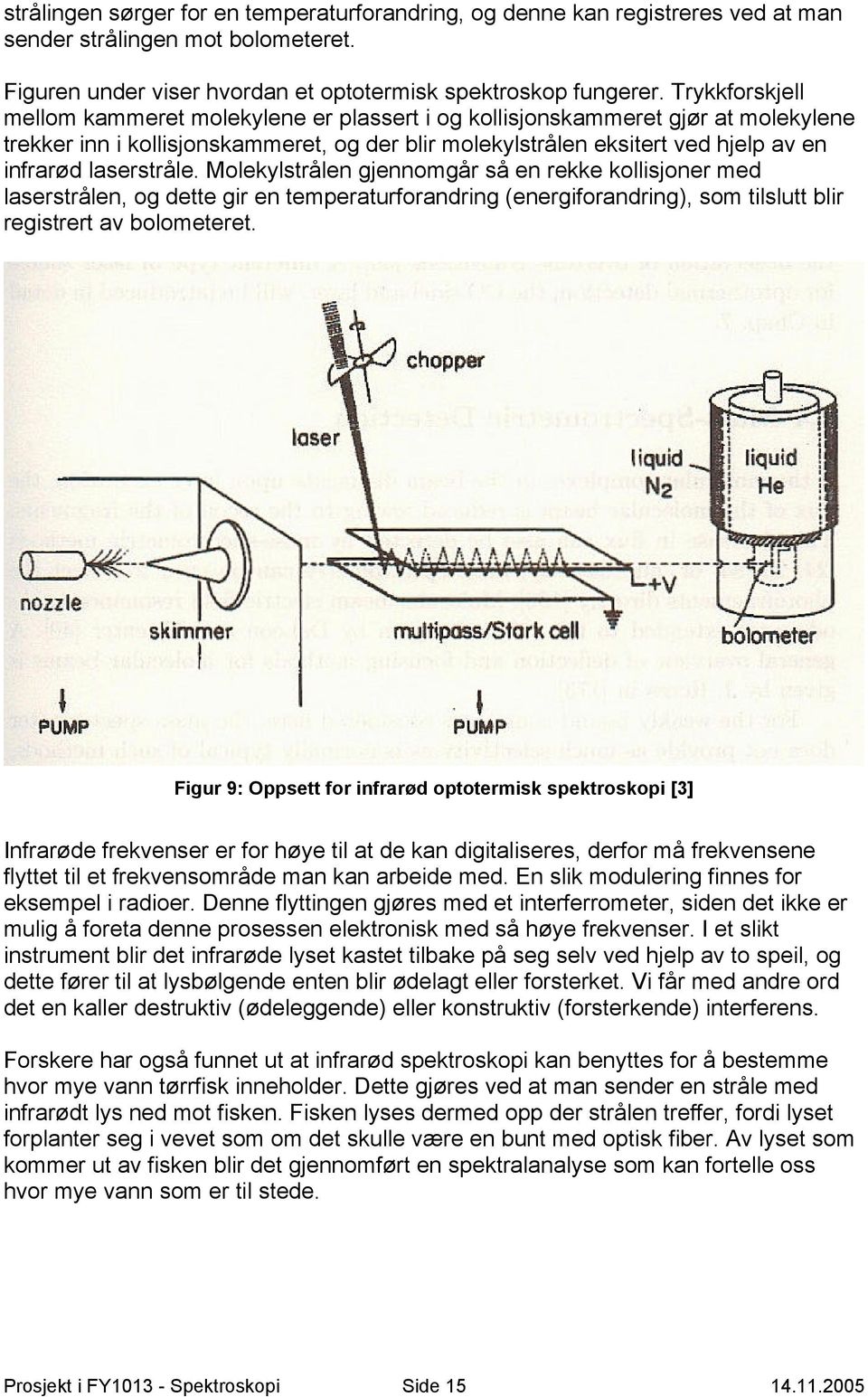 laserstråle. Molekylstrålen gjennomgår så en rekke kollisjoner med laserstrålen, og dette gir en temperaturforandring (energiforandring), som tilslutt blir registrert av bolometeret.