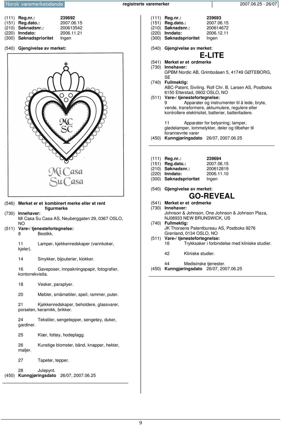 Larsen AS, Postboks 6150 Etterstad, 0602 OSLO, 9 Apparater og instrumenter til å lede, bryte, vende, transformere, akkumulere, regulere eller kontrollere elektrisitet, batterier, batteriladere.