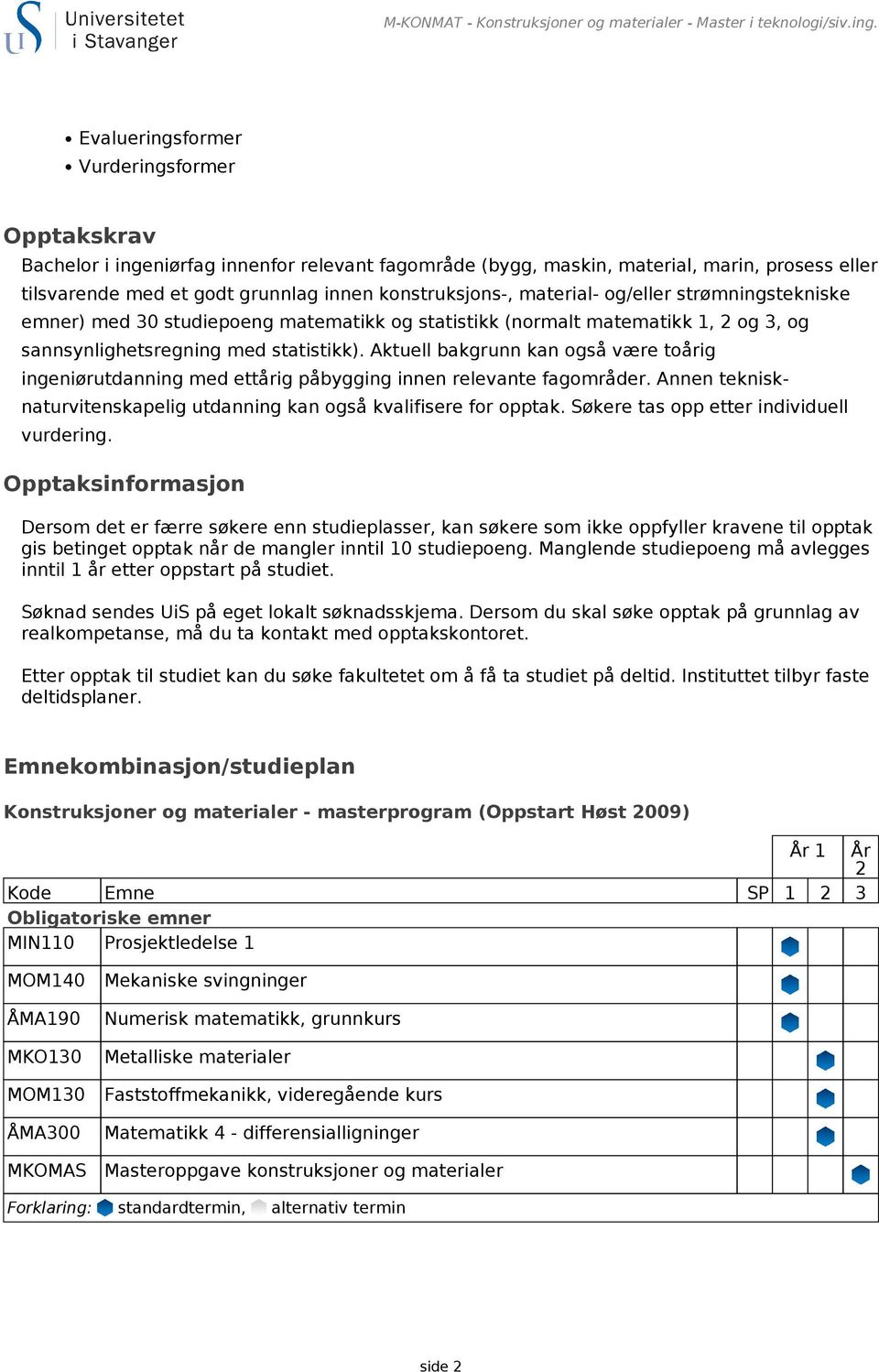 material- og/eller strømningstekniske emner) med 30 studiepoeng matematikk og statistikk (normalt matematikk 1, 2 og 3, og sannsynlighetsregning med statistikk).