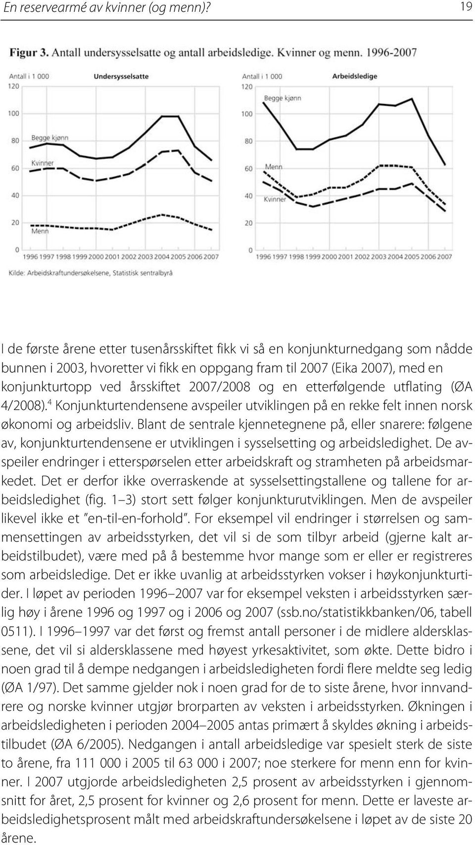 2007/2008 og en etterfølgende utflating (ØA 4/2008). 4 Konjunkturtendensene avspeiler utviklingen på en rekke felt innen norsk økonomi og arbeidsliv.