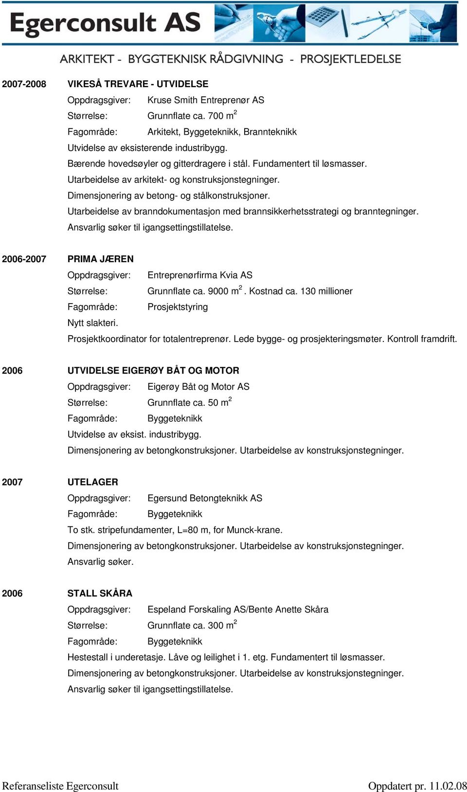 Ansvarlig søker til igangsettingstillatelse. 2006-2007 PRIMA JÆREN Størrelse: Grunnflate ca. 9000 m 2. Kostnad ca. 130 millioner Fagområde: Prosjektstyring Nytt slakteri.