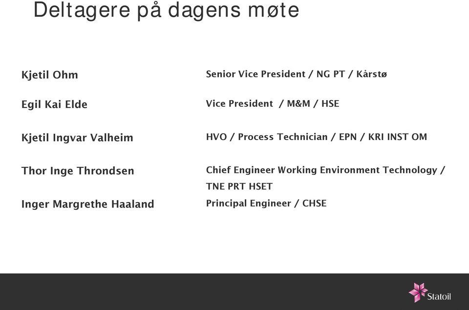 Technician / EPN / KRI INST OM Thor Inge Throndsen Chief Engineer Working