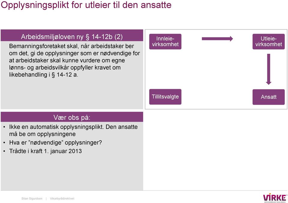 og arbeidsvilkår oppfyller kravet om likebehandling i 14-12 a.