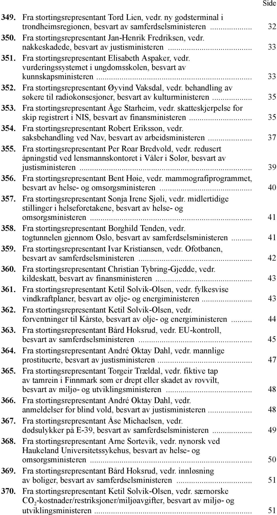 Fra stortingsrepresentant Øyvind Vaksdal, vedr. behandling av søkere til radiokonsesjoner, besvart av kulturministeren... 35 353. Fra stortingsrepresentant Åge Starheim, vedr.